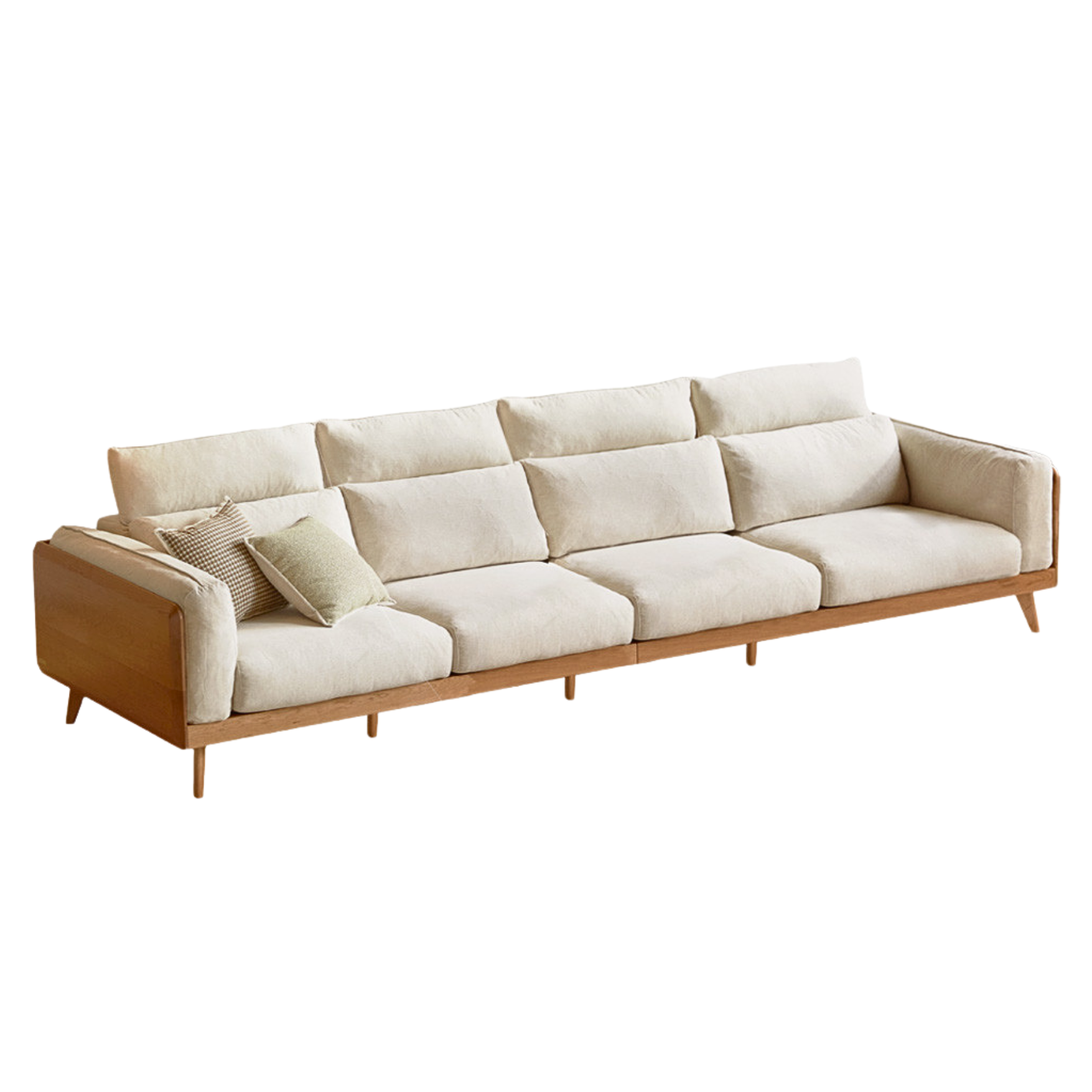 Cherry Solid Wood Black Label Leather Down Sofa.