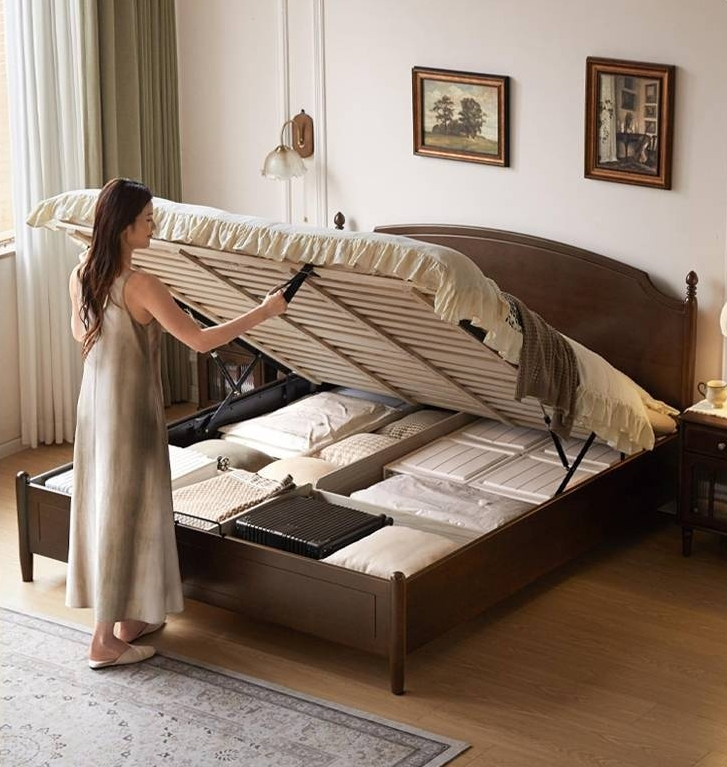 Poplar Solid Wood Box Bed, French Retro Style