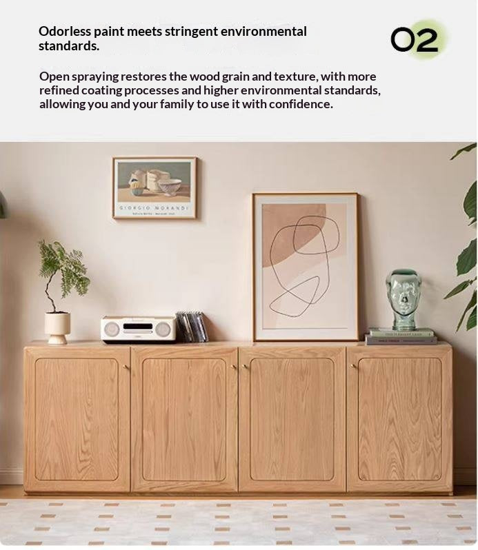 Oak Solid Wood Modern Floor Storage TV Cabinet.