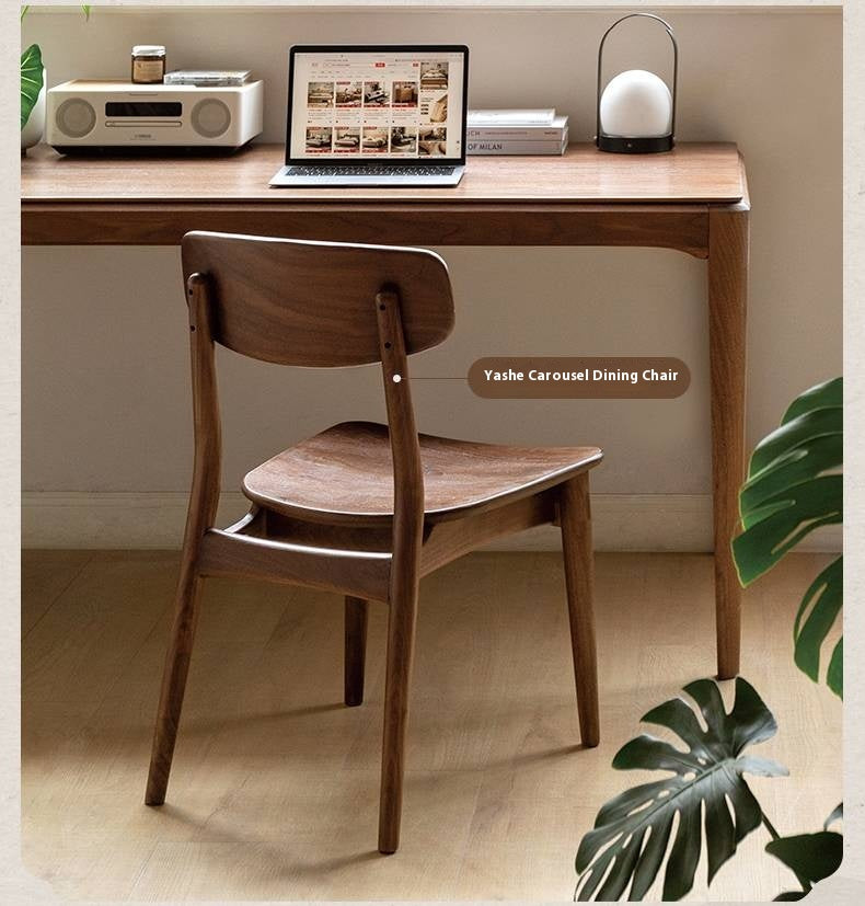 Black Walnut, Ash Solid Wood Desk Bookshelf Integrated