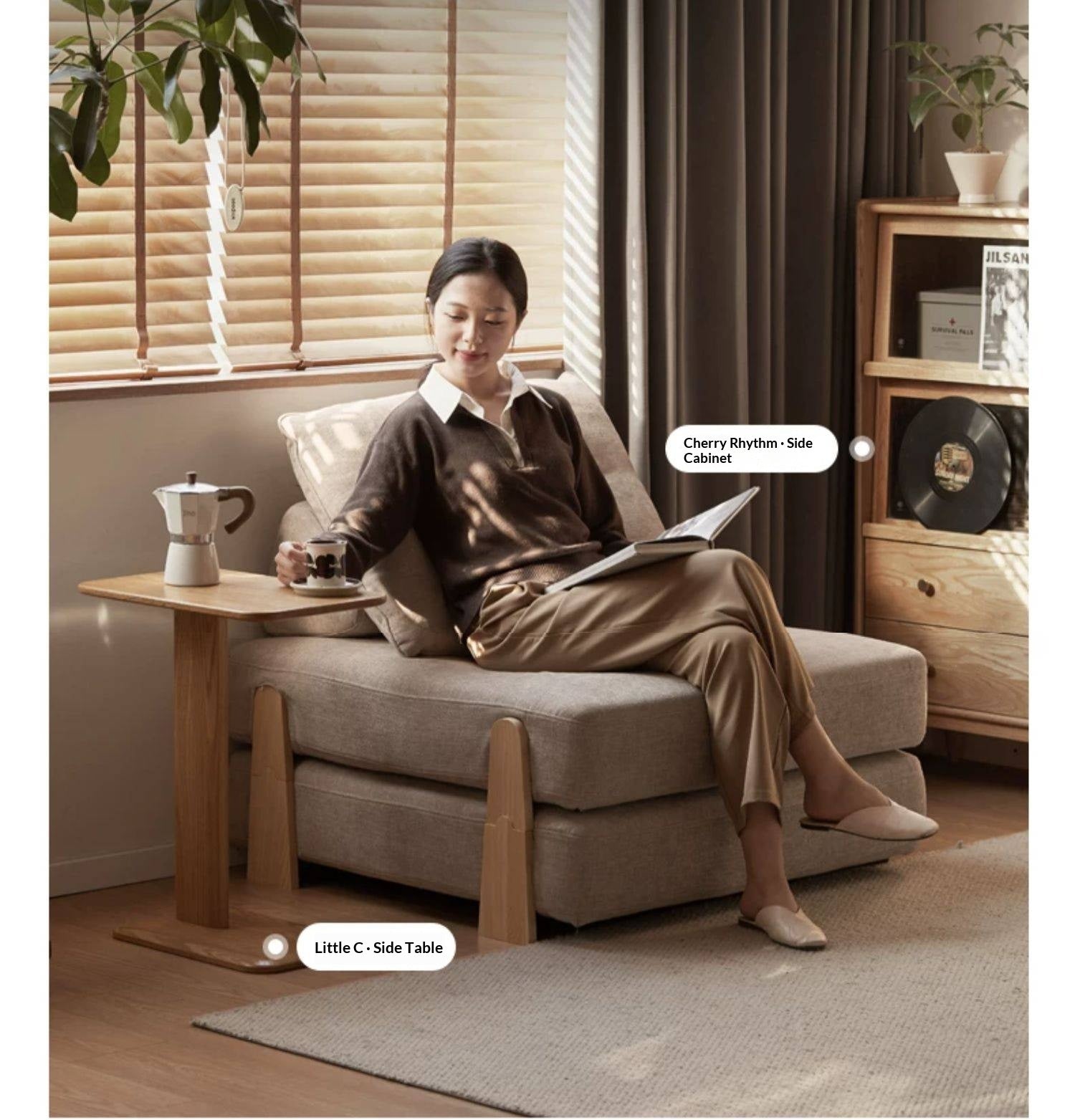 Armless Folding Sofa Bed with Wood Legs