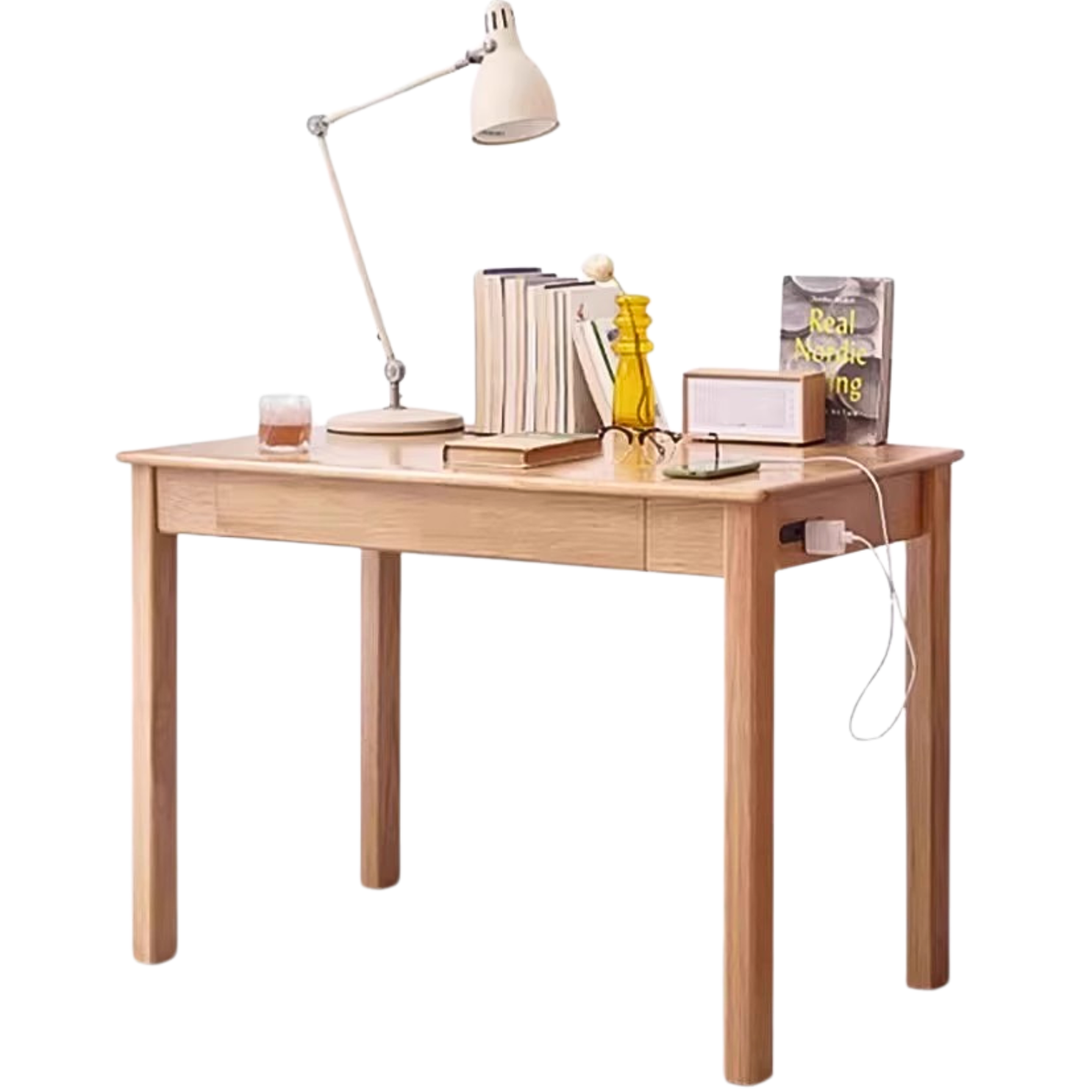 Oak, Ash Solid Wood USB Office Desk