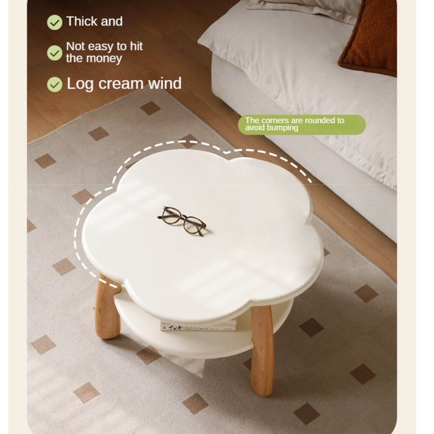 Poplar Solid Wood Cream Style Creative Coffee Table