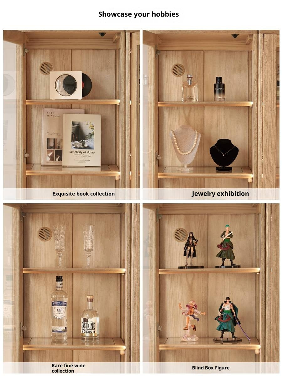 Ash Solid Wood Modern Glass Bookcase