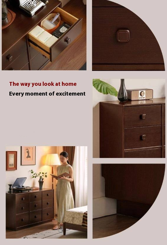 Poplar Solid Wood Retro Middle Ancient Style Drawer Cabinet