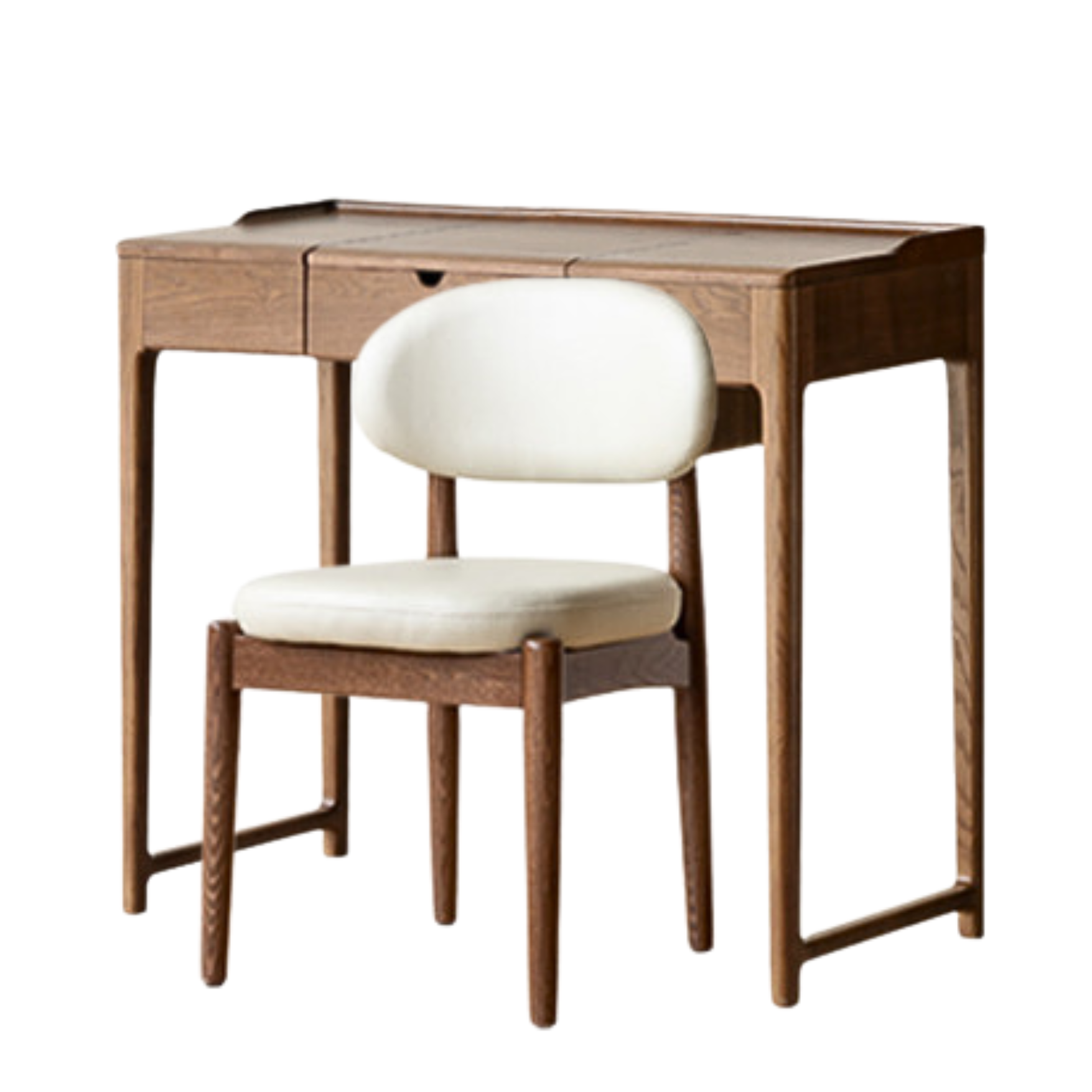 Ash Solid Wood Small Flip Vanity Table.