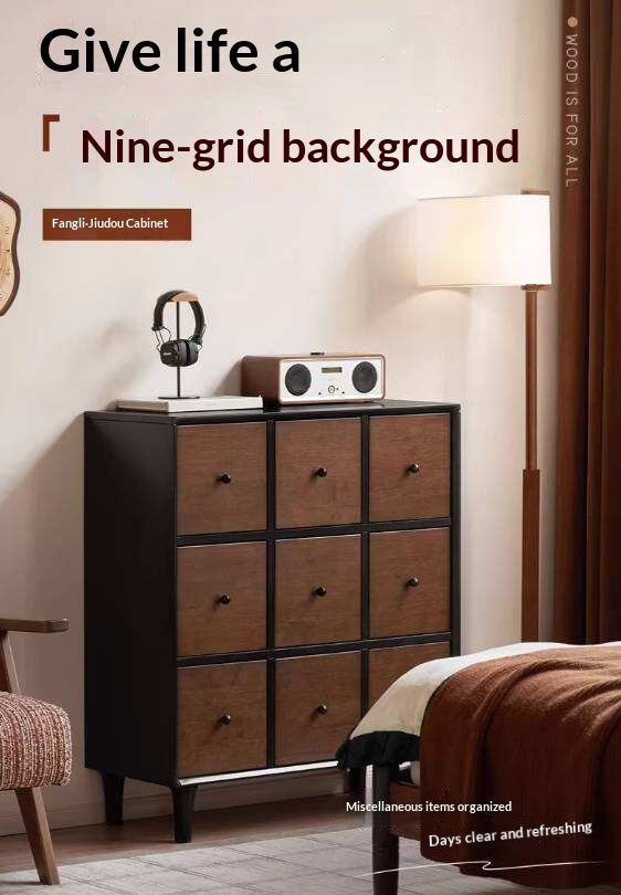 Rubberwood Solid 9-Drawer Dresser, Mid Century Bedroom Storage Cabinet