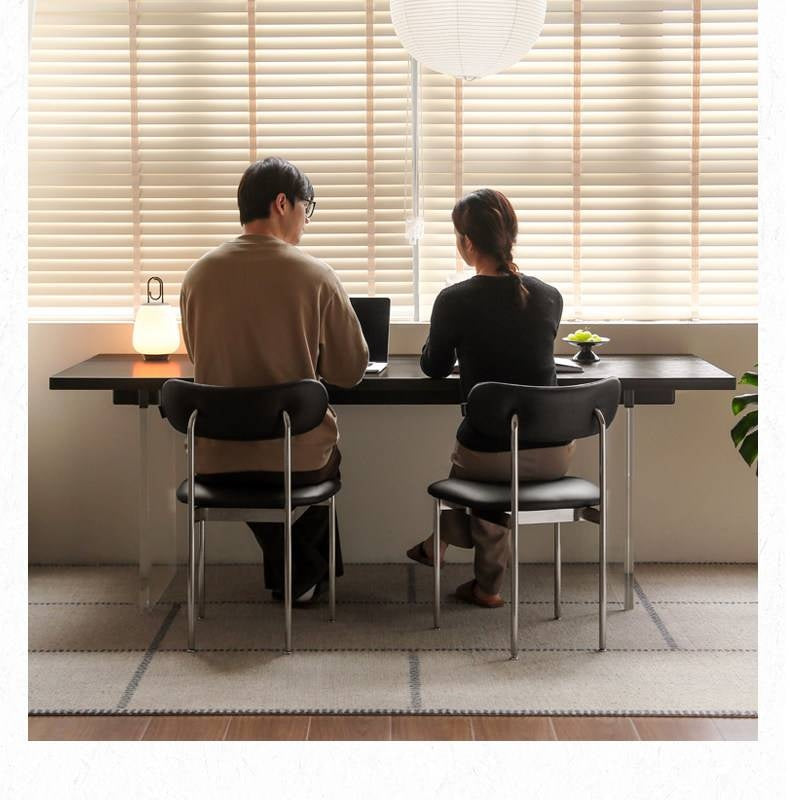 Ash Solid Wood Suspended wabi-sabi style black Dining Table