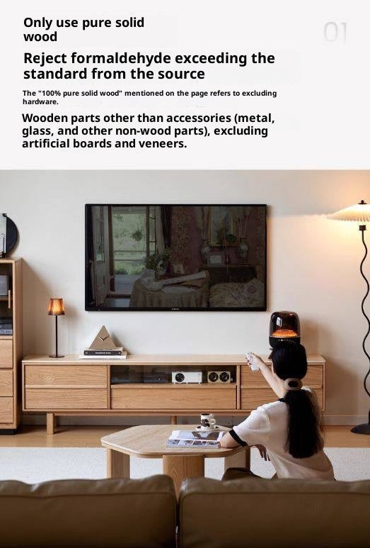 Oak Solid Wood Modern Minimalist TV Cabinet