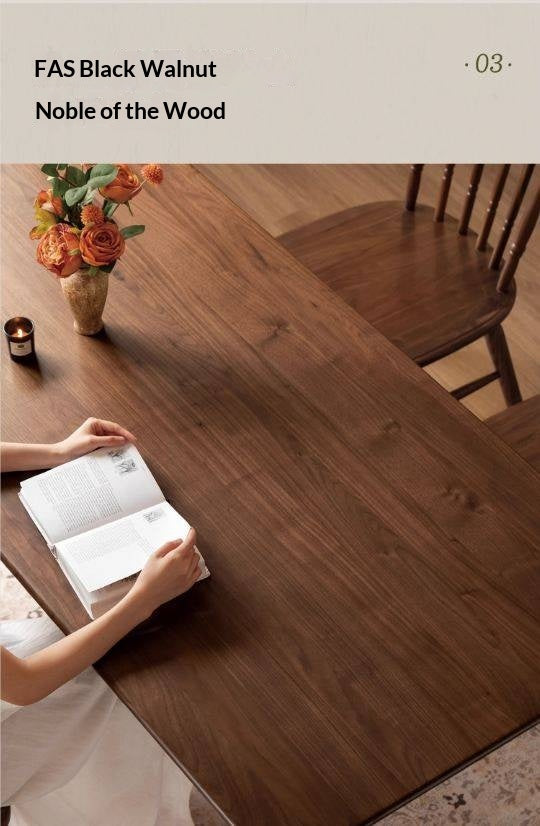 Black Walnut Solid Wood American Retro Style Dining Table