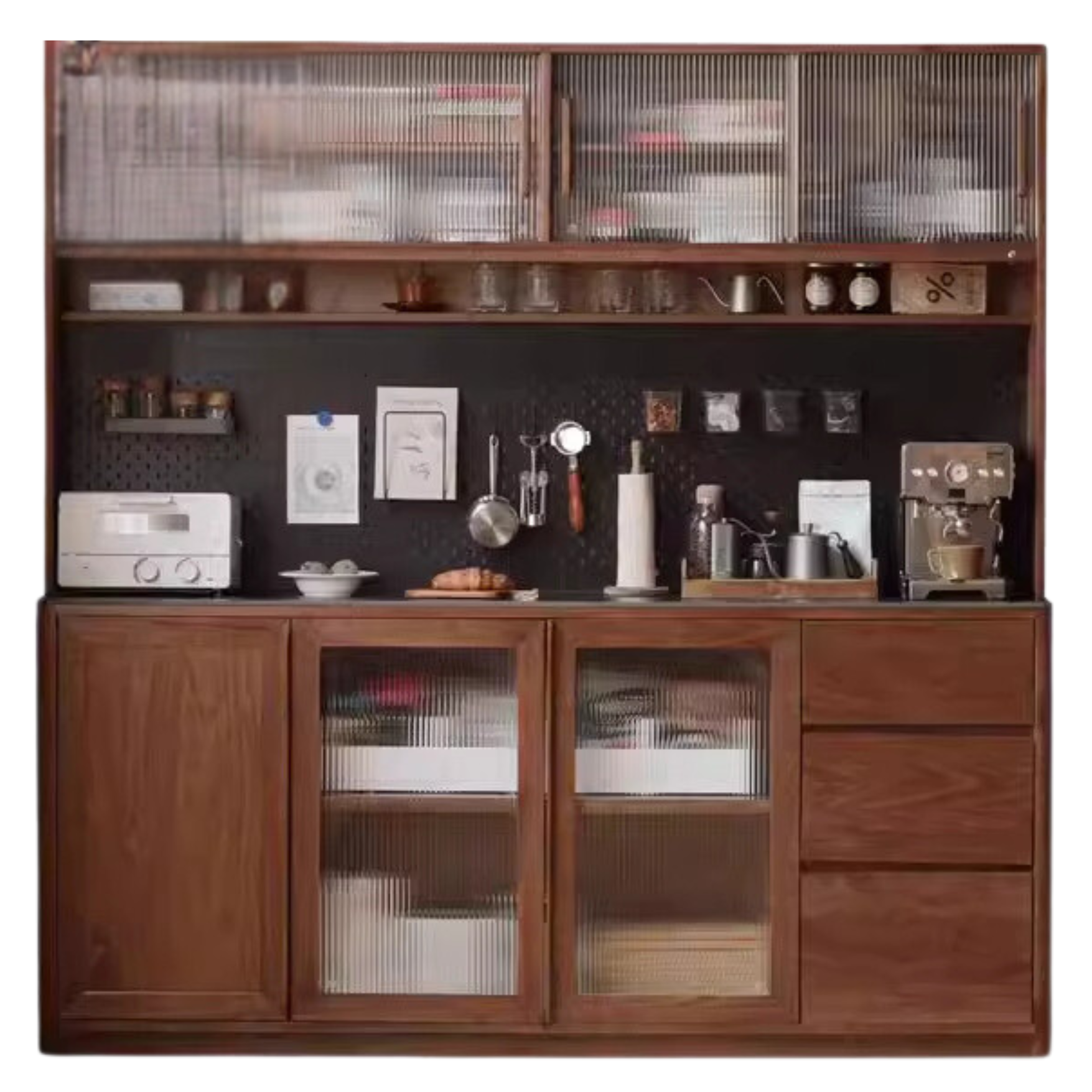 Black Walnut, Ash, Sandalwood Solid Wood Sideboard Hole Storage
