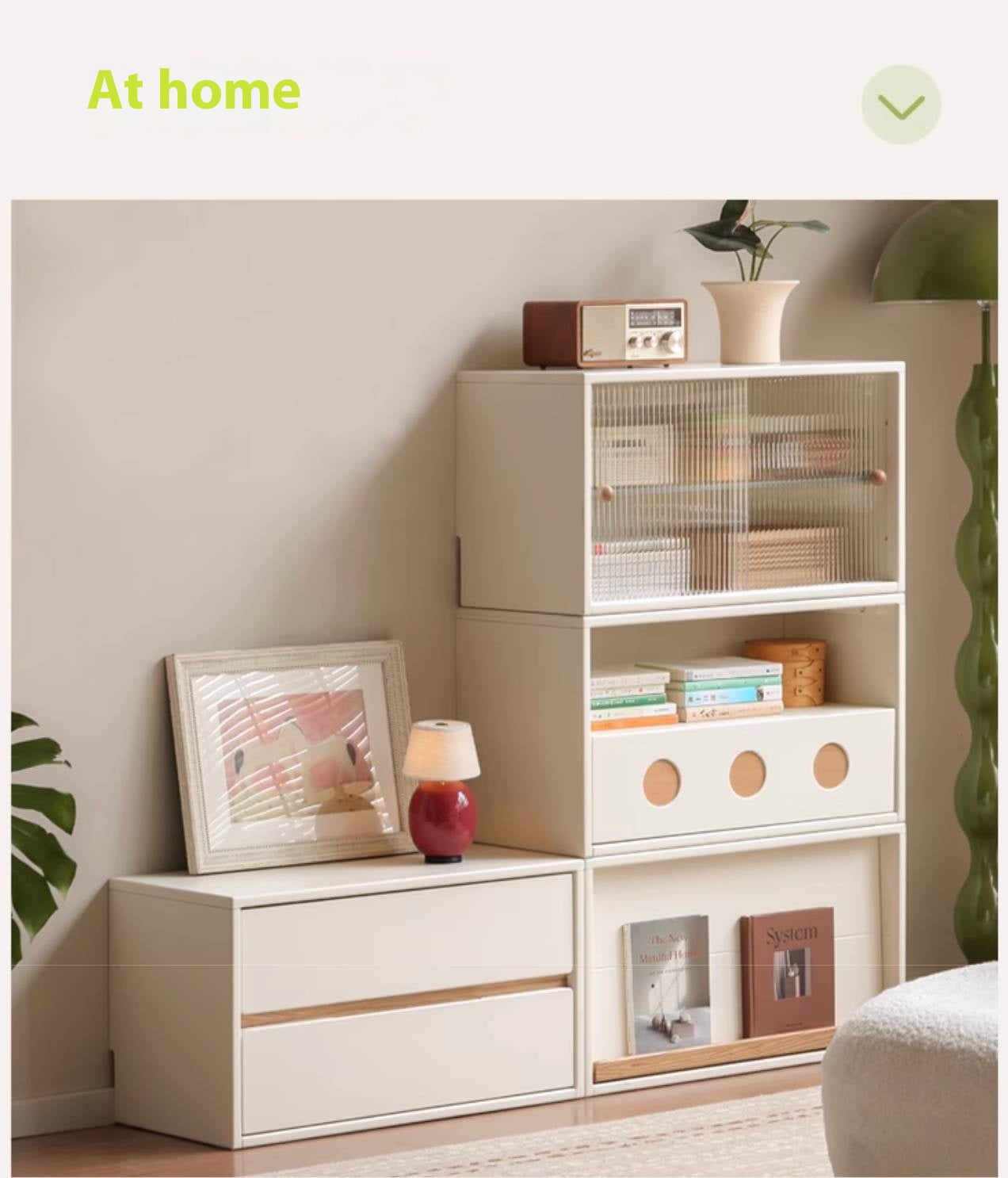 Solid RubberWood Module Combination TV Stand.