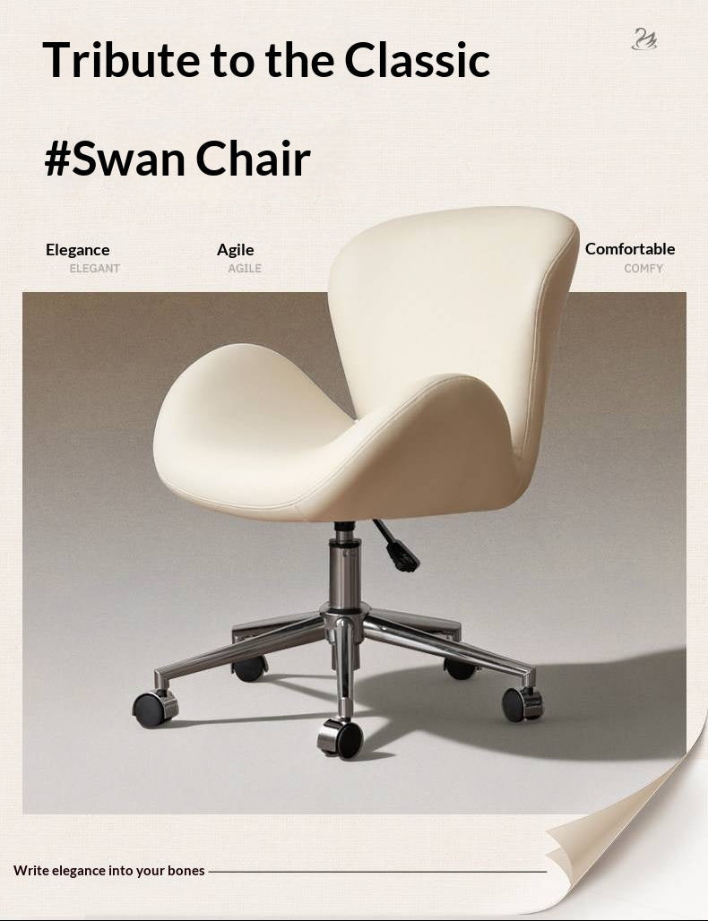 Swan-Style Swivel Office Chair with Chrome Base