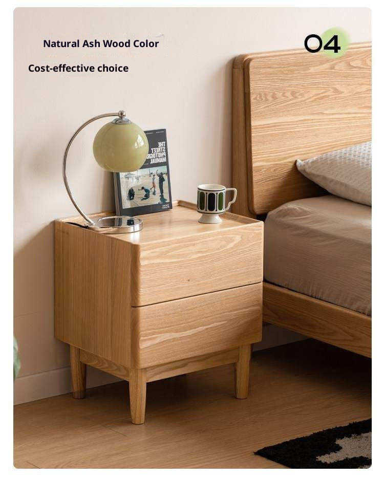 Ash, Oak, White Ash, White Oak, Sandalwood Solid Wood White Wax Small Nightstand