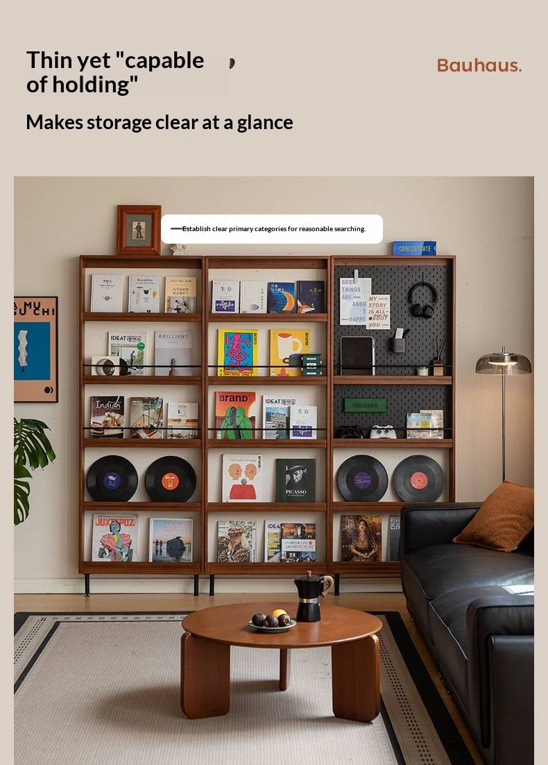 Solid Rubberwood Vintage Style Ultra-Thin Bookshelf