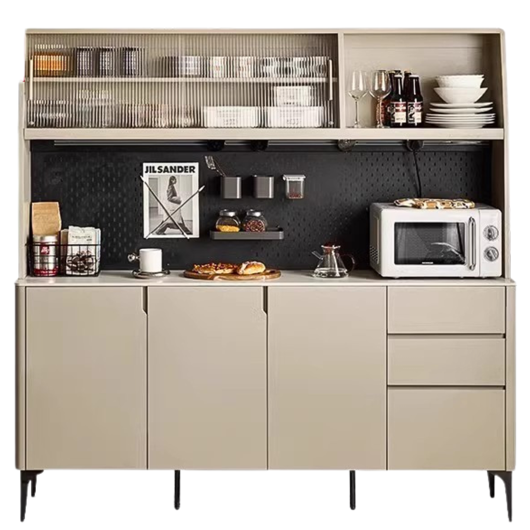 Poplar Solid Wood Light Luxury Dining Sideboard