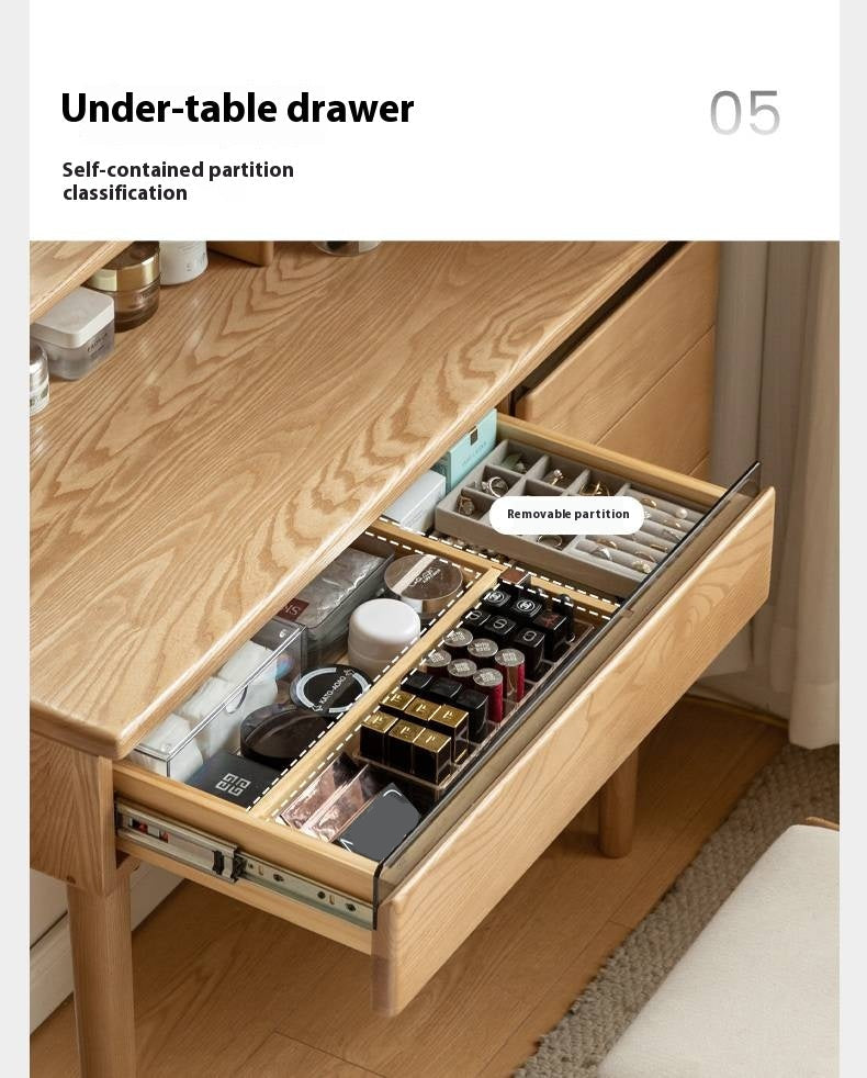 Ash, Oak Solid Wood Multifunctional Modern Vanity Table.