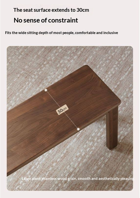 Black Walnut, Oak, Sandalwood, Ash, Solid Rubberwood Nordic Long Bench