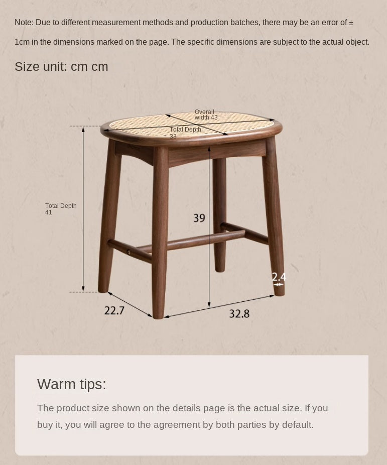 Black Walnut, Oak Solid Wood Modern Makeup Stool