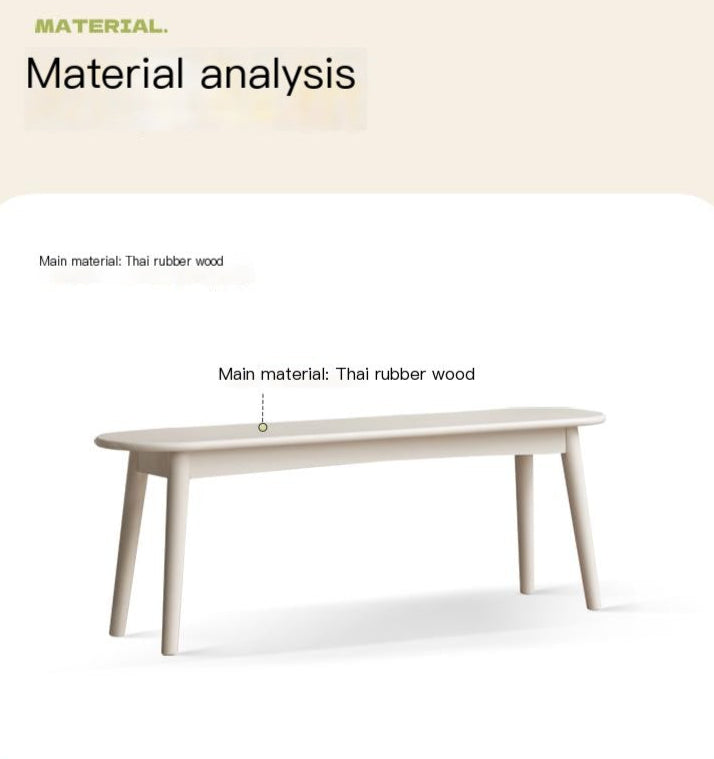 Solid Rubberwood French Cream Style Long Bench