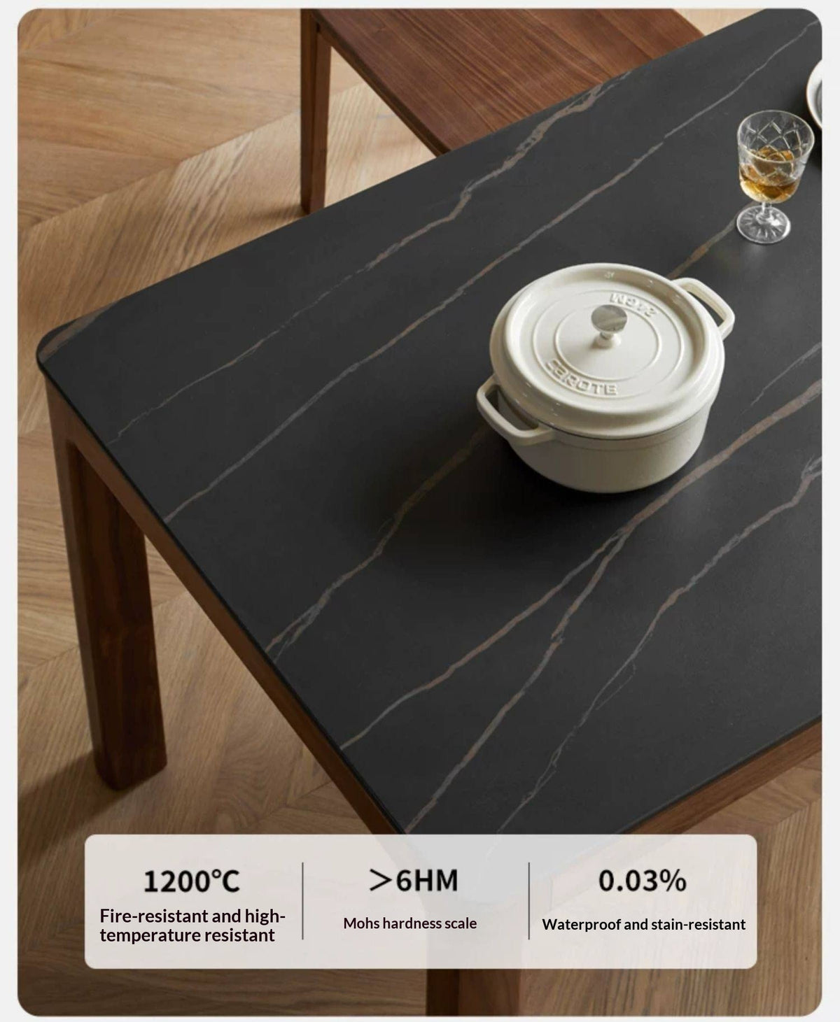 Black Walnut, Sandalwood Solid Wood Rock Slab Dining Table