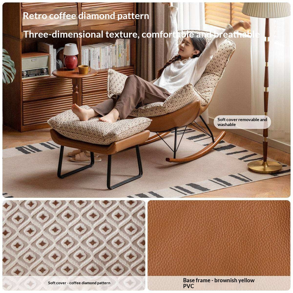 Oak Solid Wood, Fabric Sofa Footstool, Changing Stool