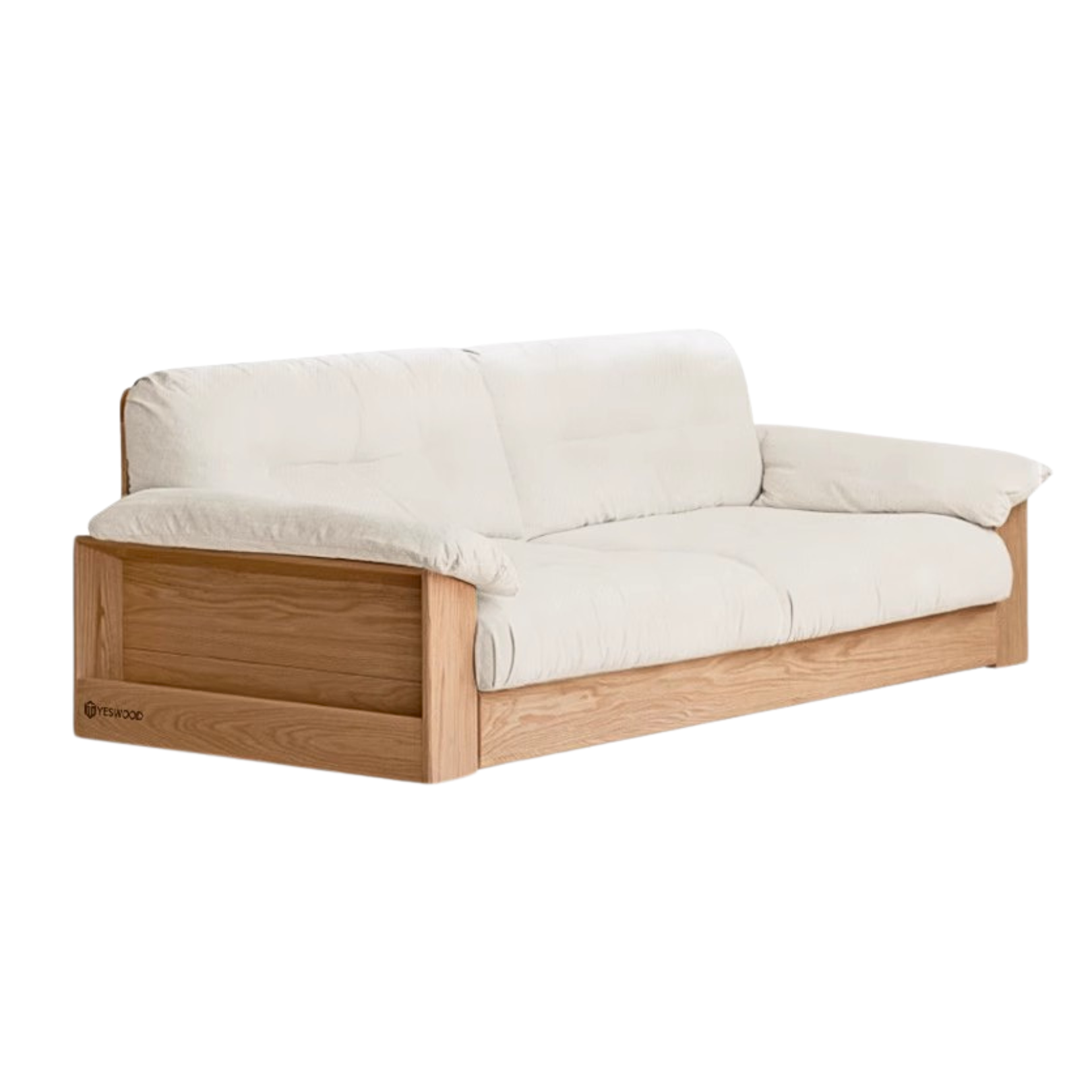 Oak Solid Wood Floor Storage Sofa, Goose Down.