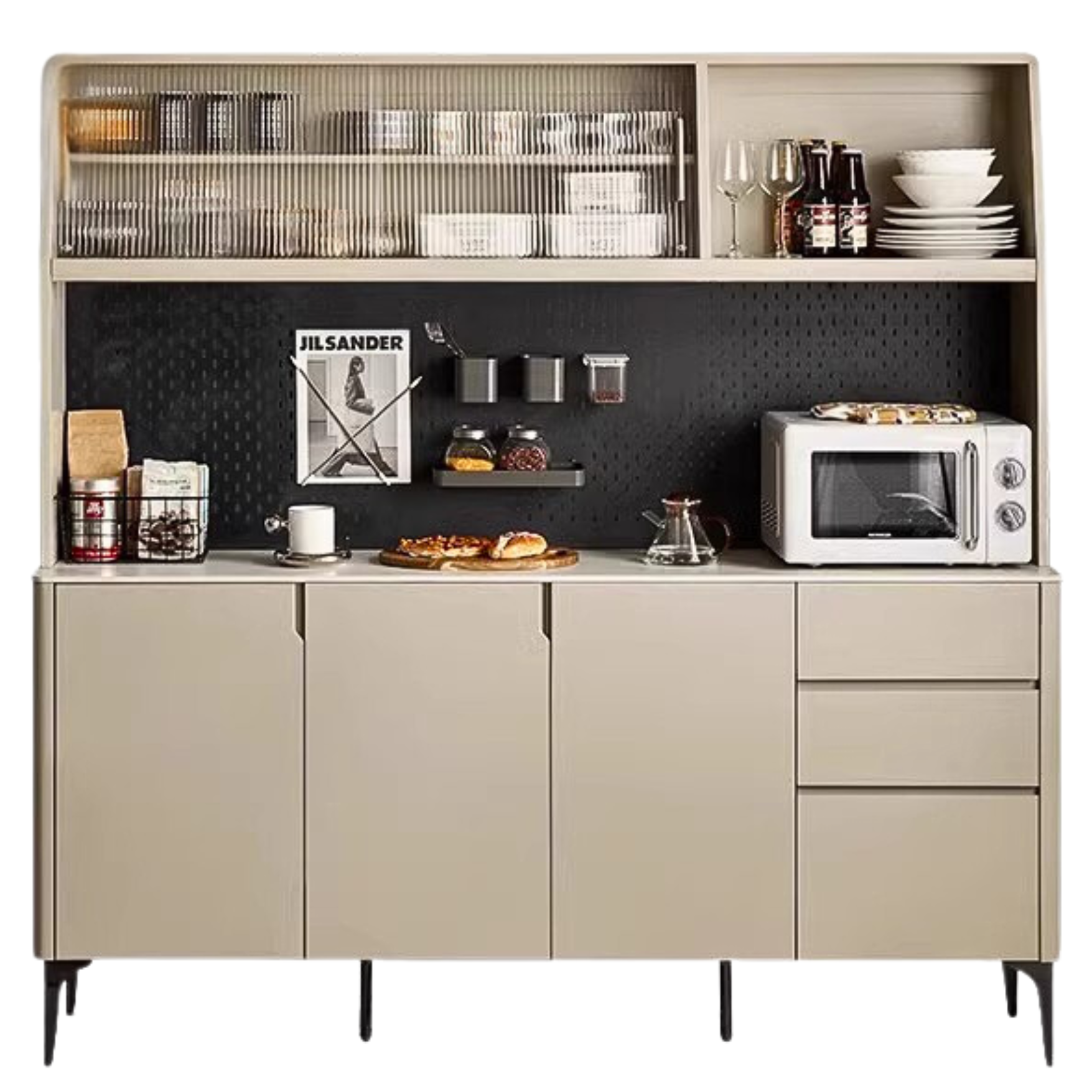 Poplar Solid Wood Light Luxury Dining Sideboard