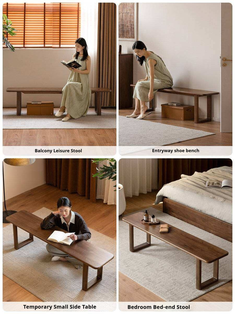 Black Walnut, White Ash Solid Wood Leisure Long Bench