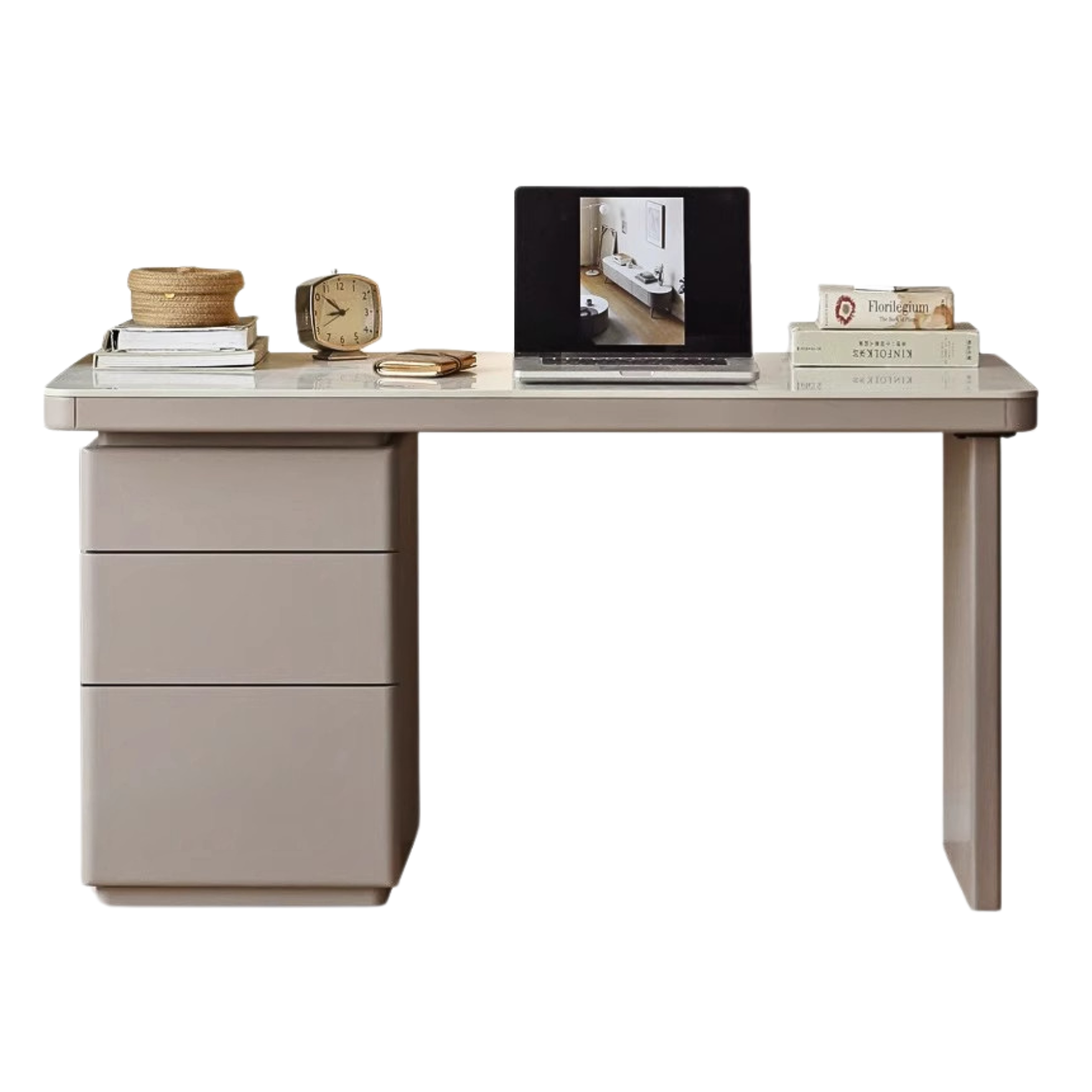 Poplar Solid Wood Slate Desk Large Table With Drawers