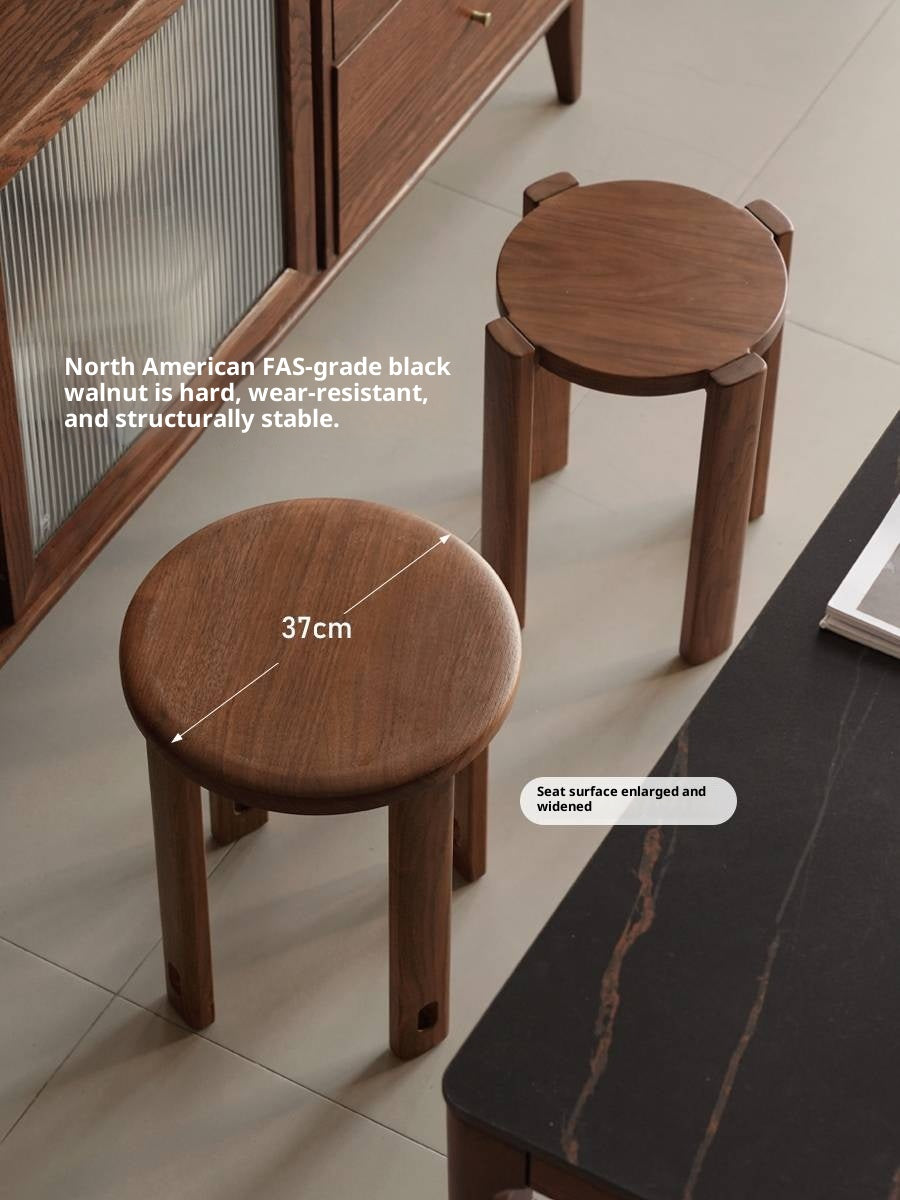 Black Walnut, Ash Oak, Solid Rubberwood Solid Wood Stacking Stool