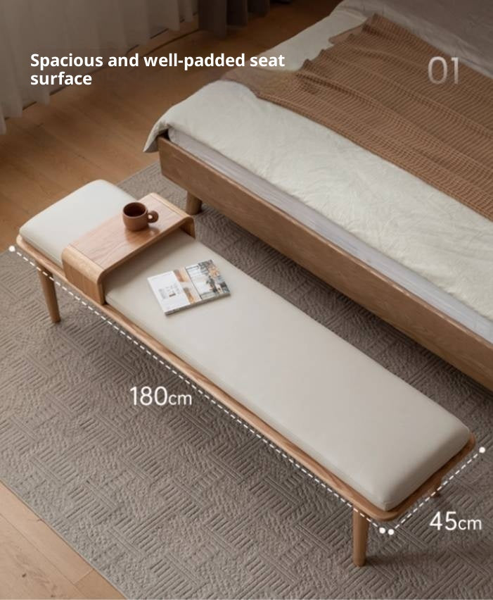 Oak Solid Wood Modern Long Soft Bench