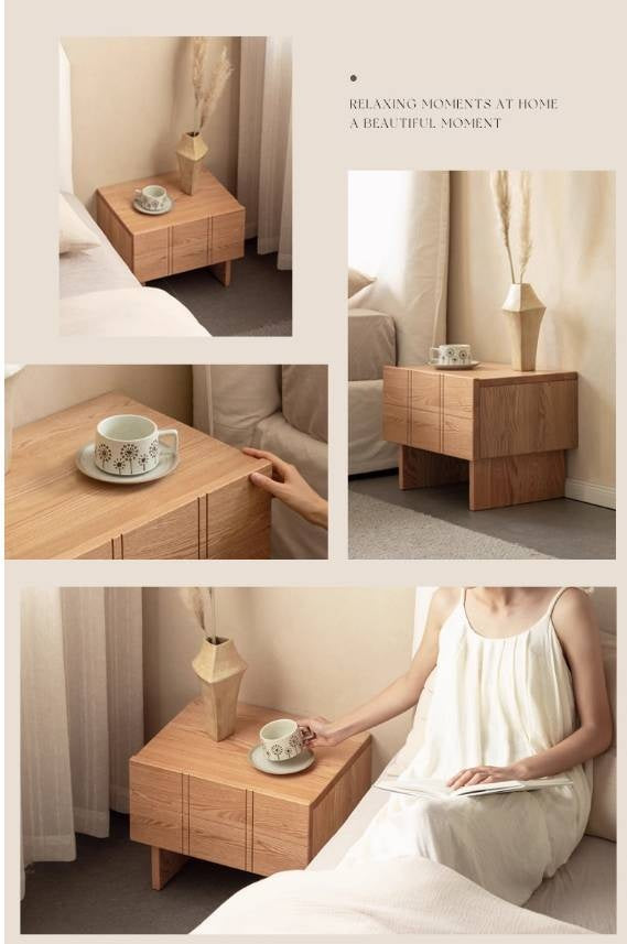 Oak, Black Walnut Solid Wood Wabi Sabi Nightstand