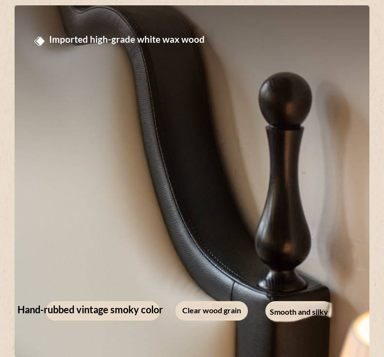 Eco-Friendly Cloud Leather Bed — French Retro Style Upholstered Fabric Bed