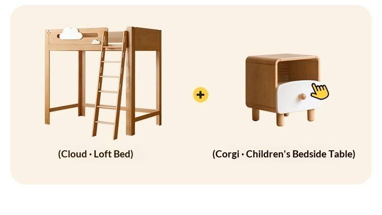 Rubberwood Solid Wood Children's Loft Bed
