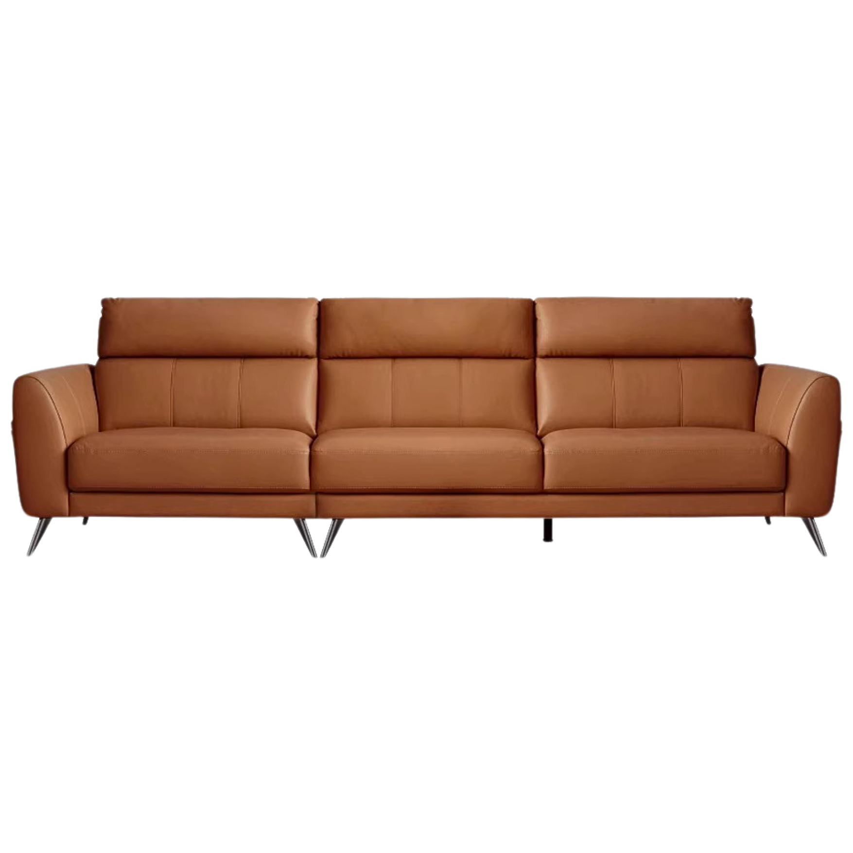 First-layer Yellow Cowhide Leather Sofa Light Luxury Italian Style.