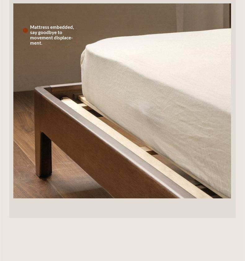 Golden Rosewood Solid Wood Platform Bed with Panel Headboard
