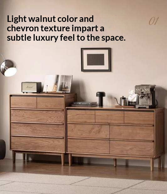 Ash Solid Wood Modern Side Cabinet with Shelved Interior