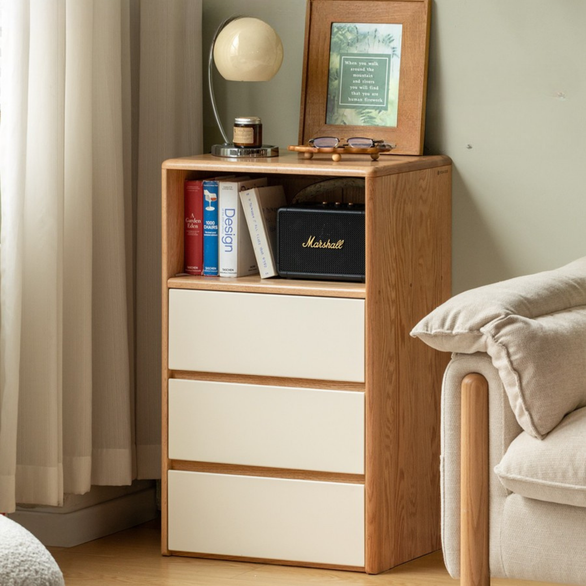 Oak Solid Wood Floor Side Cabinet