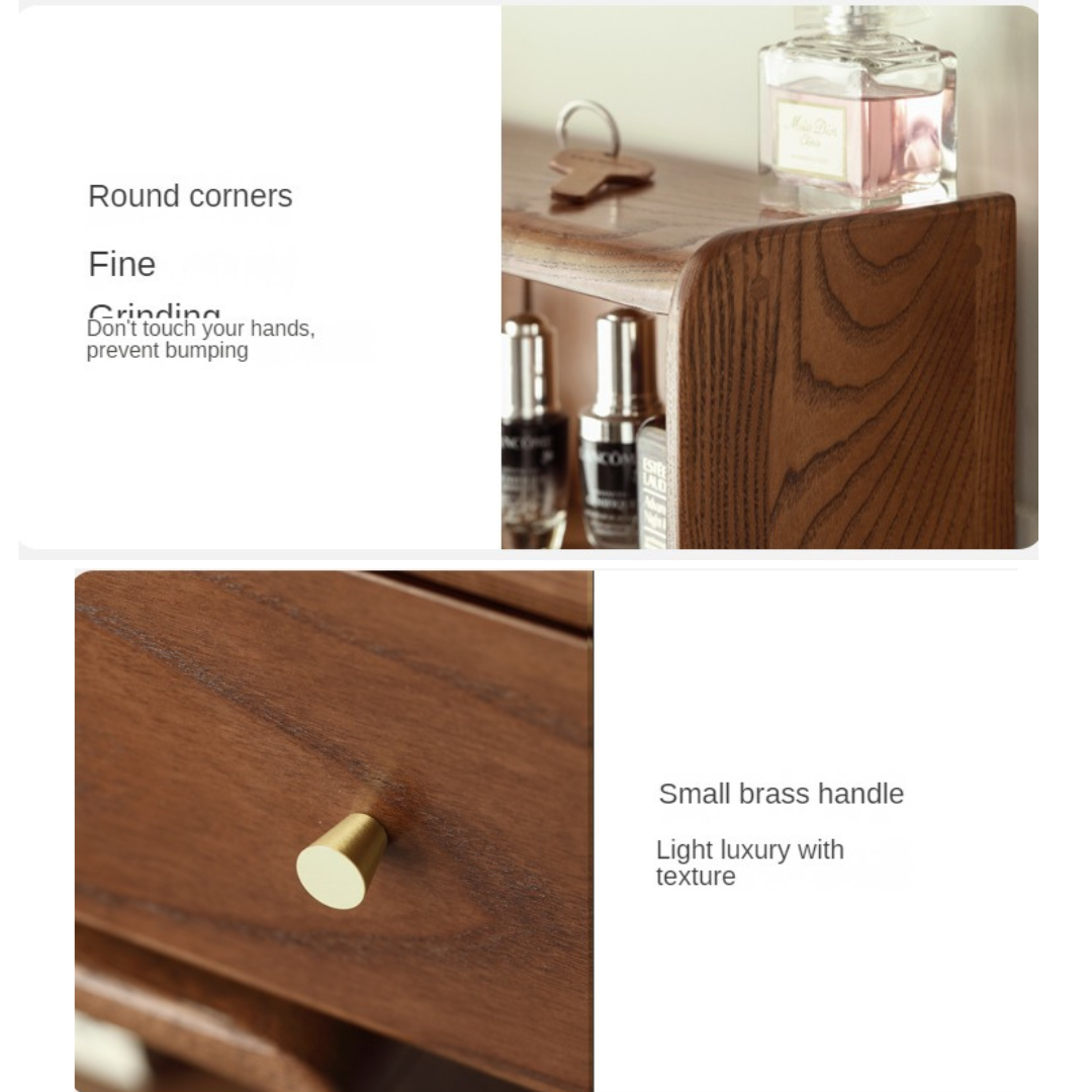 Ash Solid Wood Walnut Color Dressing Table.