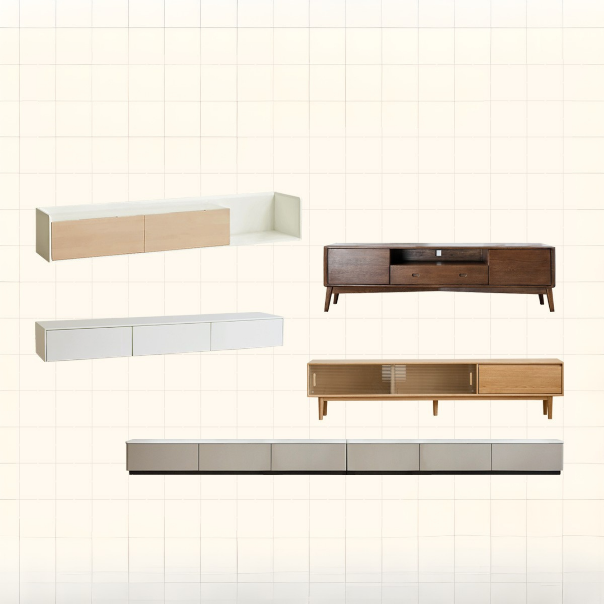 Solid Rubberwood, Oak Solid Wood Scandinavian TV Stand