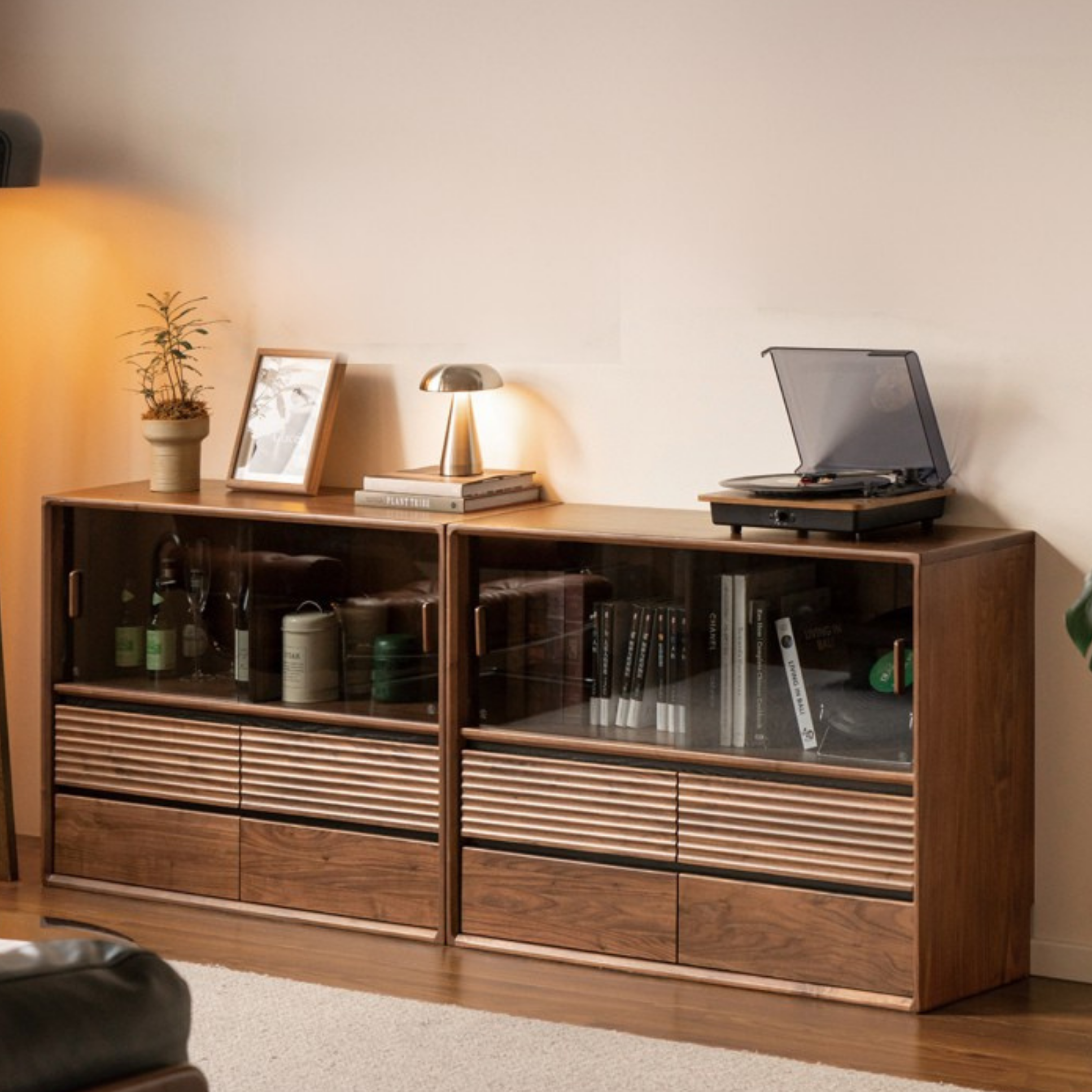 Black Walnut Solid Wood Italian Light Luxury Bookcase