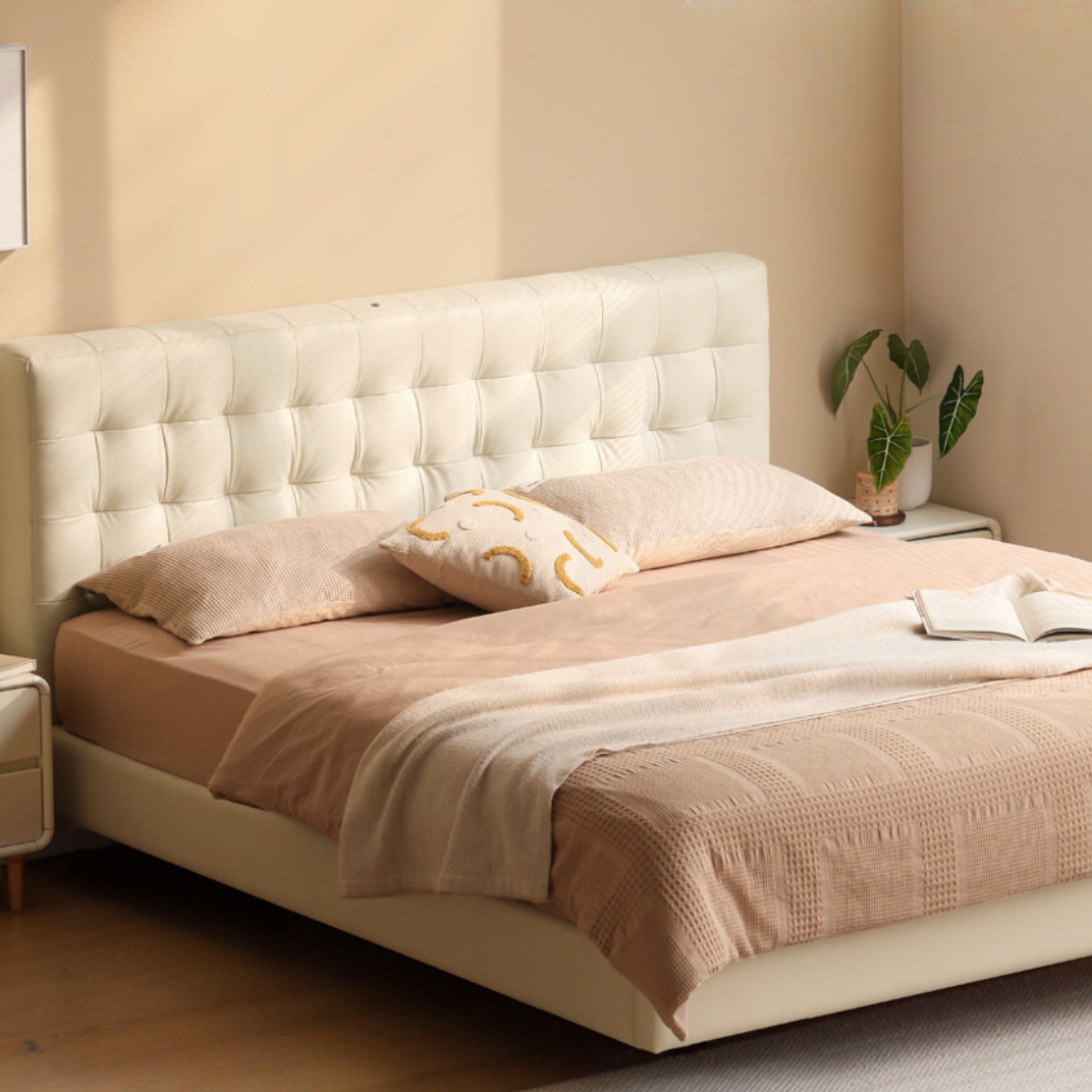 Suspended Organic Leather Bed, Genuine Leather Bed
