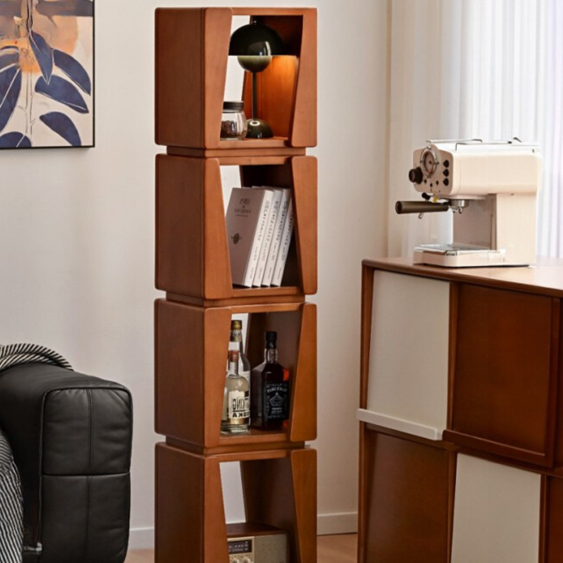 Tulipwood Solid Wood Vintage Bauhaus Bookshelf