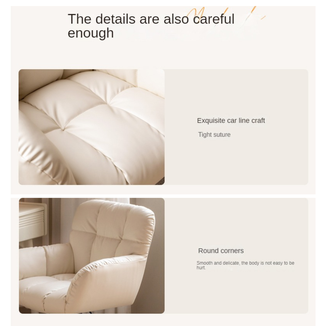 Organic Leather Cream Movable Makeup Chair