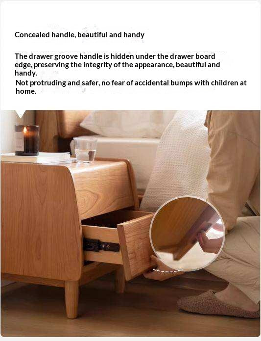 Cherry Wood Waves Nightstand.