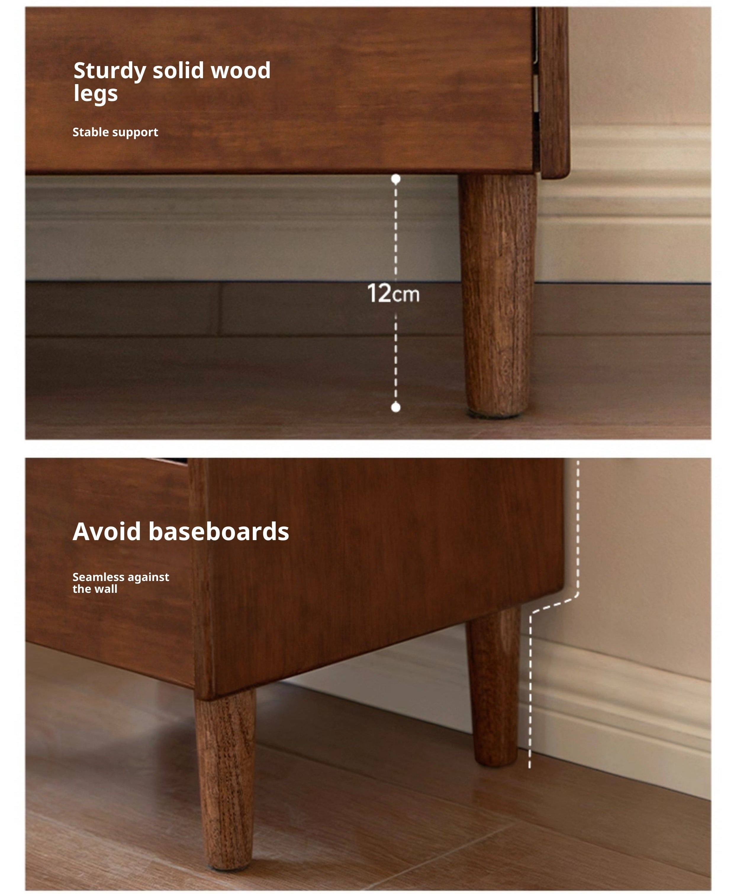 Solid Rubberwood, Oak Solid Wood Nightstand