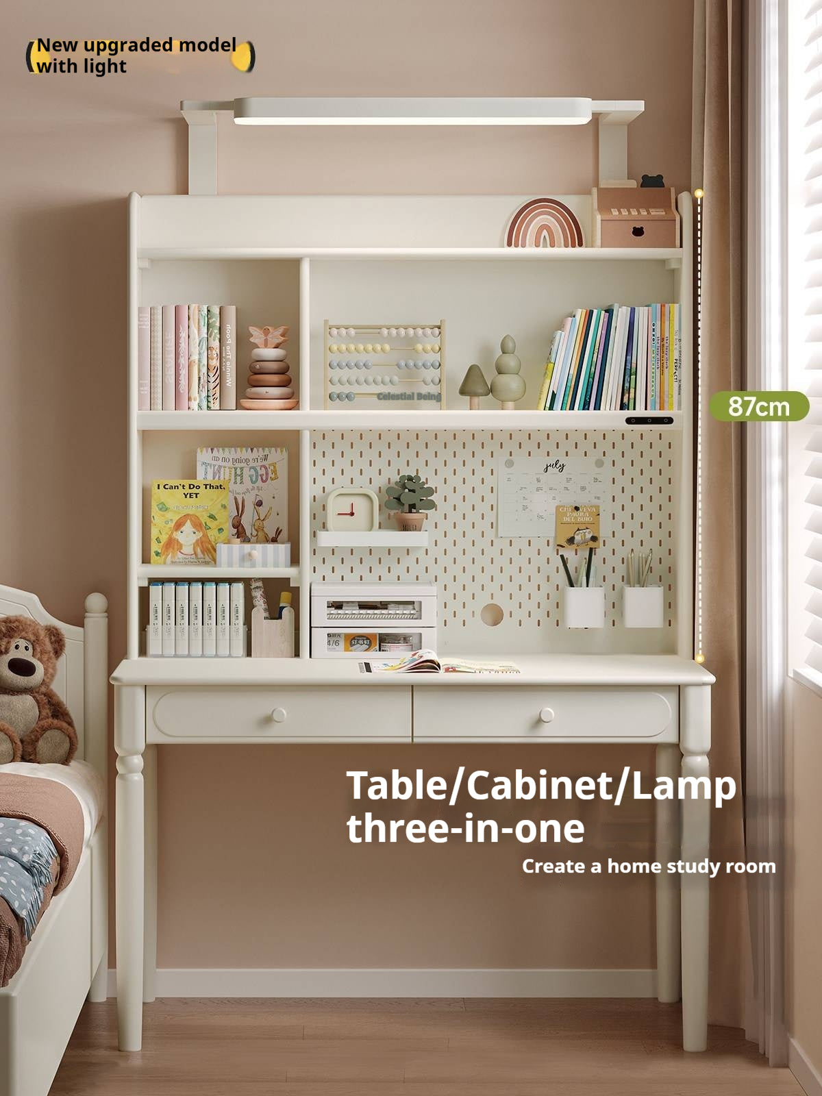 Solid Rubberwood Cream Style Kids Desk