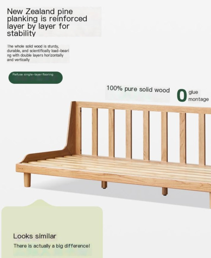 Oak, Ash Solid Wood Fabric Sofa with Deep Seat, Soft Cushion Design