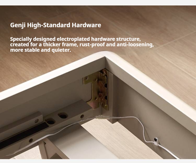 Poplar Solid Wood Floating Bed with Lights, Modern Minimalist